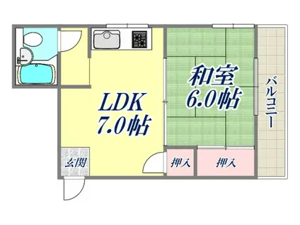 シャルム風見鶏(1DK/1階)の間取り写真