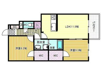 メゾンラフィーネ(2LDK/2階)の間取り写真