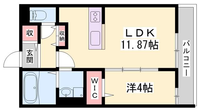 フォンターナ飾磨(1LDK/3階)の間取り写真