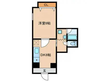 地下鉄鶴舞線 庄内通駅 徒歩6分 3階建 築49年(1DK/1階)の間取り写真