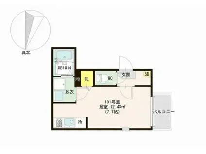 MOMORIE八乙女(ワンルーム/1階)の間取り写真