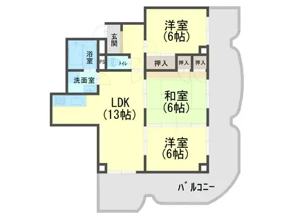 手柄コーポ2号館(3LDK/5階)の間取り写真