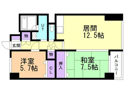 エクセレンス松原(2LDK/3階)の間取り写真