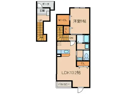 エトワールM I・II(1LDK/2階)の間取り写真