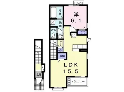 グラシオ南町田(1LDK/2階)の間取り写真