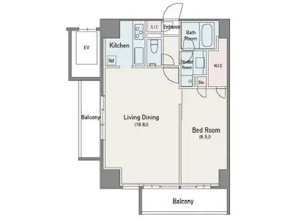 アジリア南麻布 JS(1LDK/9階)の間取り写真