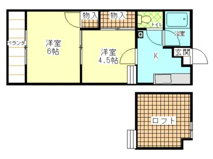 フロンティア沓掛(2K/2階)の間取り写真