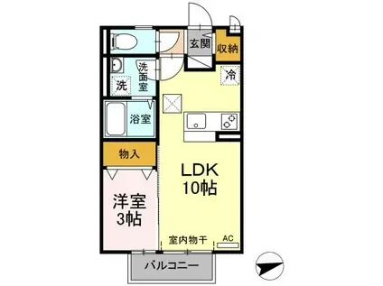 クレールレセンテ C棟(1LDK/1階)の間取り写真