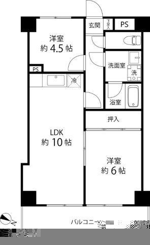 クオーレプロバンス篠崎(2LDK/7階)の間取り写真