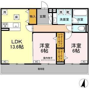 プルミエラムール(2LDK/1階)の間取り写真