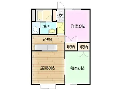 ロンシャン豊岡パ-トIII(2LDK/1階)の間取り写真