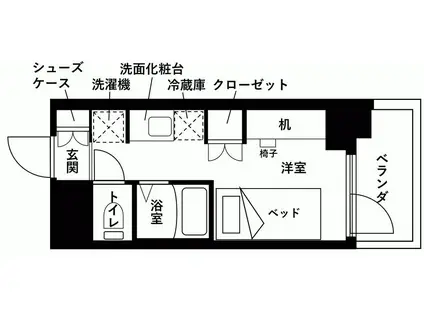 KDXレジデンス津田沼III(ワンルーム/3階)の間取り写真