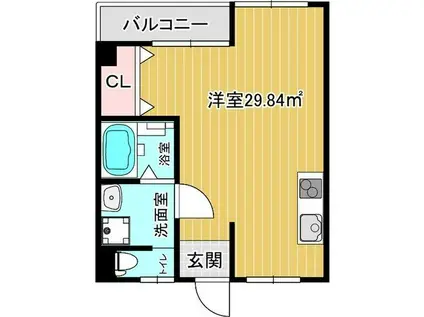 ブリックコーポ(ワンルーム/1階)の間取り写真