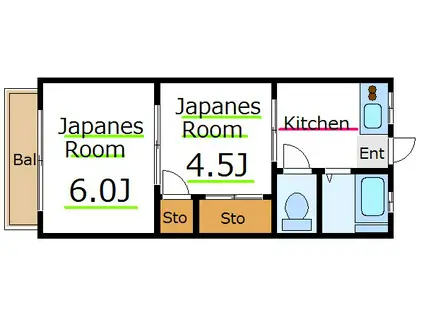 第3佐々木ハイツ(2K/2階)の間取り写真