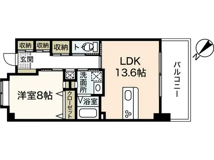 メディオコート大手町(1LDK/7階)の間取り写真