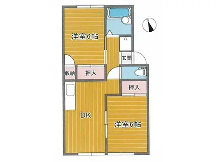 セジュール守恒C棟(2DK/1階)の間取り写真