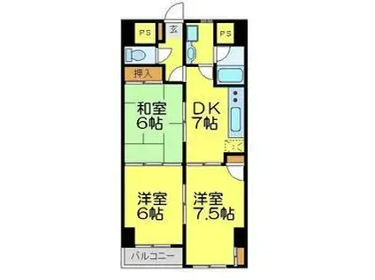 川越マンション(3DK/3階)の間取り写真