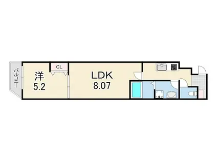 パークス神戸(1LDK/4階)の間取り写真