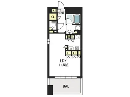 ガリレオ新町 南棟(1K/4階)の間取り写真