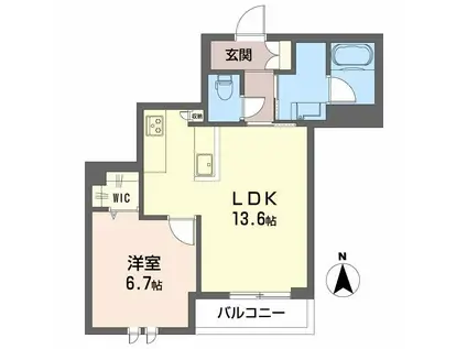 エクラジェント(1LDK/2階)の間取り写真