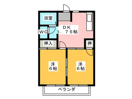 ハイツ葵(2DK/1階)の間取り写真