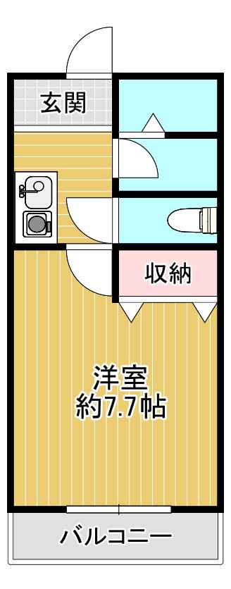 ウイングコート(1K/2階)の間取り写真