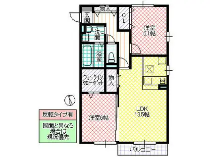 プランドール(2LDK/2階)の間取り写真