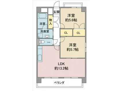 レージュ長久手(2LDK/2階)の間取り写真