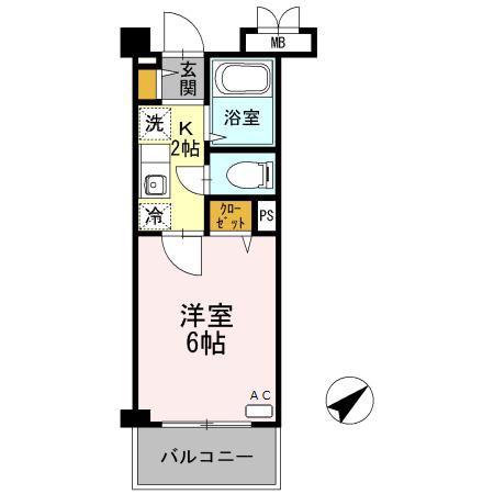 クレール加茂(ワンルーム/3階)の間取り写真