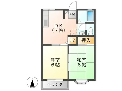 エル・ガーデンA・B・C(2DK/1階)の間取り写真