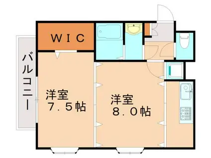 ステイツ博多駅II(2K/2階)の間取り写真