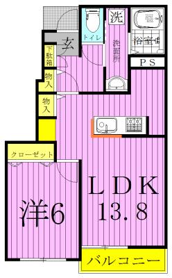 プレッソ・ヴィアーレI(1LDK/1階)の間取り写真