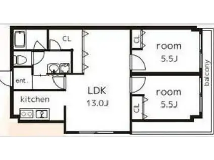 ハイツ幸和(2LDK/2階)の間取り写真