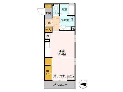 フォアール(ワンルーム/3階)の間取り写真