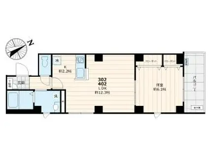 ラ・ルーチェ千寿(1LDK/4階)の間取り写真