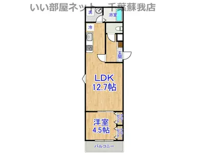 ジーメゾン千葉村田町エベッラ(1LDK/3階)の間取り写真