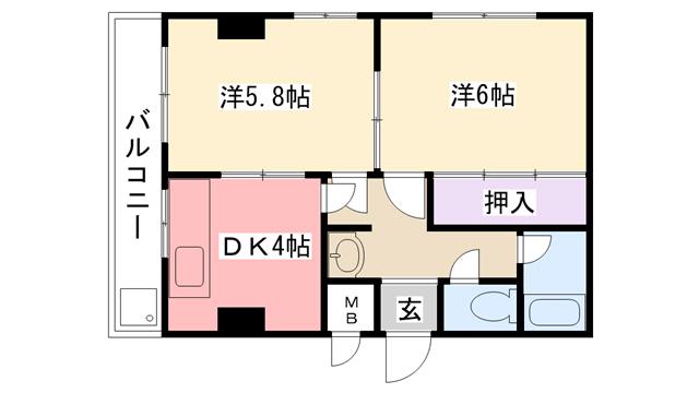 アムール曙(2DK/3階)の間取り写真