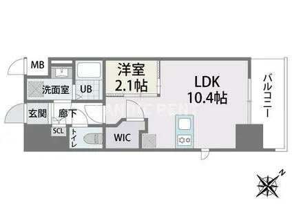 ラクラス博多II(1LDK/13階)の間取り写真