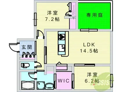 シャーメゾン クレスト ライフ(2LDK/1階)の間取り写真