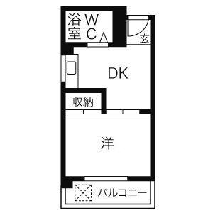 カーサリッチ(1K/2階)の間取り写真
