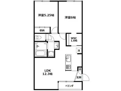 モナムール・ココ(2LDK/2階)の間取り写真