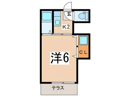 ハイツMZ(1K/1階)の間取り写真