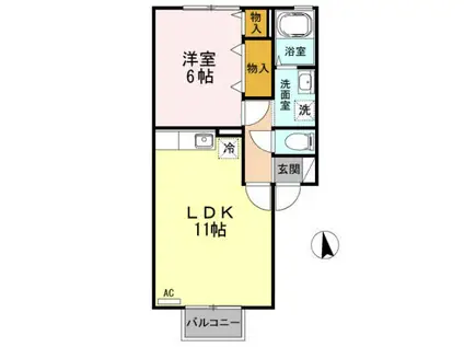 夢壱弐参番館 壱(1LDK/2階)の間取り写真