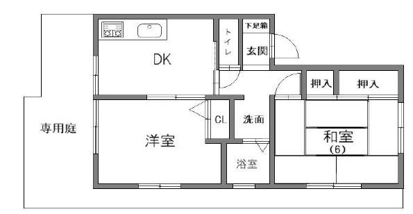ヒルサイド御影(2DK/1階)の間取り写真