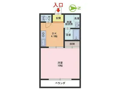 ラ・ヴィータ(1DK/3階)の間取り写真