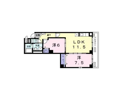 SAUSALITO(2LDK/2階)の間取り写真