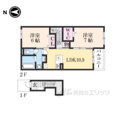 シャン・ド・フルールⅡ(2LDK/2階)の間取り写真