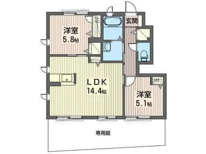 ラ・メファム エスト(2LDK/1階)の間取り写真