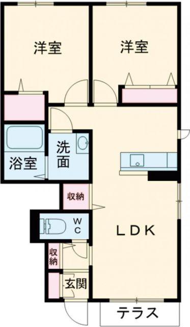 ドルチェ・ヴィータ(2LDK/1階)の間取り写真