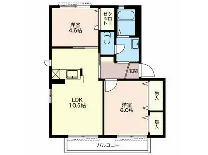 エスペランサ諏訪下(2LDK/1階)の間取り写真